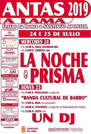 Fechas, información, programa, cartel, imágenes, mapa y ubicación de Santiago Apóstolo de Antas  en  A Lama