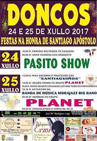 Fechas, información, programa, cartel, imágenes, mapa y ubicación de Santiago Apóstolo de Doncos   en  As Nogais
