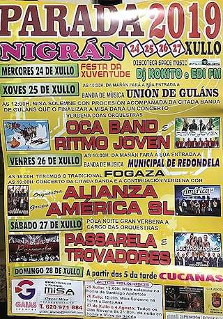 Fechas, información, programa, cartel, imágenes, mapa y ubicación de Santiago Apóstolo e Santa Ana de Parada (2024)  en  Nigrán
