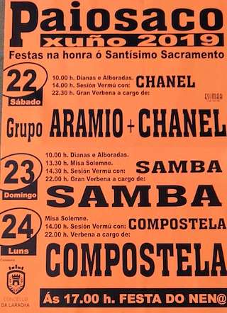 Fechas, información, programa, cartel, imágenes, mapa y ubicación de Santísimo Sacramento de Paiosaco  en  Laracha