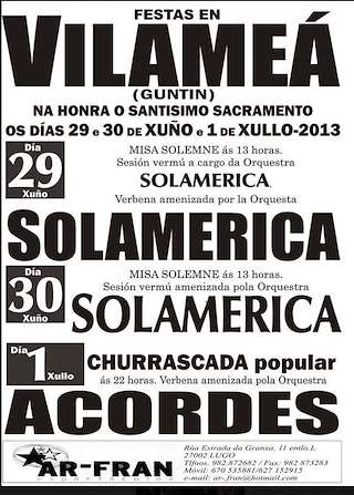 Fechas, información, programa, cartel, imágenes, mapa y ubicación de Santísimo Sacramento de Vilameá (2024)  en  Guntín