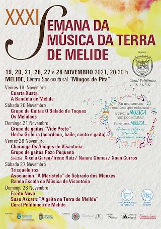 Fechas, información, programa, cartel, imágenes, mapa y ubicación de XXXIII Semana da Música  en  Melide
