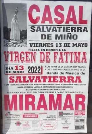 Fechas, información, programa, cartel, imágenes, mapa y ubicación de Virgen de Fátima de Casal (2025)  en  Salvaterra do Miño