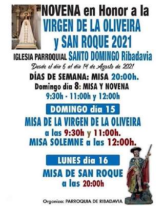 Fechas, información, programa, cartel, imágenes, mapa y ubicación de Virgen de la Oliveira y San Roque  en  Ribadavia