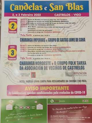Fechas, información, programa, cartel, imágenes, mapa y ubicación de Virgen de las Candelas y San Blas de Castrelos  en  Vigo