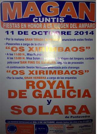 Fechas, información, programa, cartel, imágenes, mapa y ubicación de Virgen del Amparo de Magán  en  Cuntis