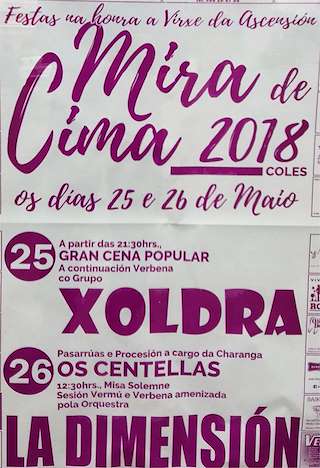 Fechas, información, programa, cartel, imágenes, mapa y ubicación de Virxe Ascensión de Mira de Cima  en  Coles