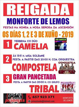 Fechas, información, programa, cartel, imágenes, mapa y ubicación de Virxe da Ascensión de Reigada   en  Monforte de Lemos