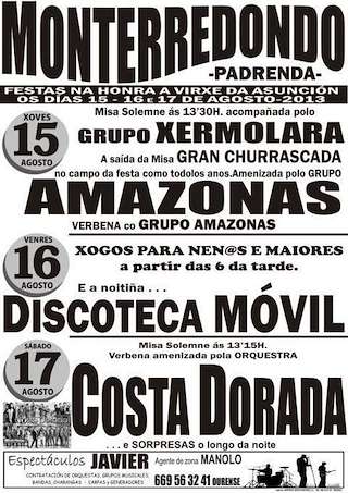 Fechas, información, programa, cartel, imágenes, mapa y ubicación de Virxe da Asunción de Monterredondo  en  Padrenda