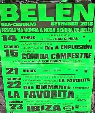 Fechas, información, programa, cartel, imágenes, mapa y ubicación de Virxe da Belén  en  Oza Cesuras