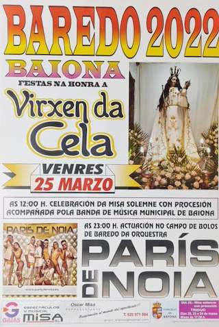 Fechas, información, programa, cartel, imágenes, mapa y ubicación de Virxe da Cela de Baredo  (2024)  en  Baiona