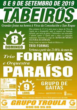 Fechas, información, programa, cartel, imágenes, mapa y ubicación de Virxe da Consolación e San Roque de Tabeirós  en  A Estrada