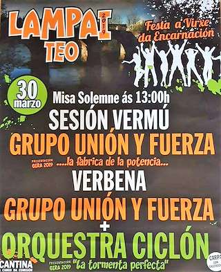 Fechas, información, programa, cartel, imágenes, mapa y ubicación de Virxe da Encarnación de Lampai  en  Teo