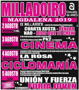 Fechas, información, programa, cartel, imágenes, mapa y ubicación de Virxe da Madalena de Milladoiro  en  Ames