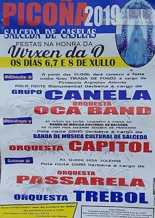 Fechas, información, programa, cartel, imágenes, mapa y ubicación de Virxe da O de Picoña (2024)  en  Salceda de Caselas