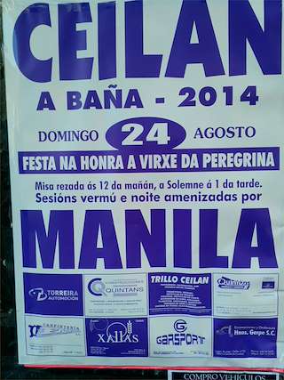 Fechas, información, programa, cartel, imágenes, mapa y ubicación de Virxe da Peregrina de Ceilán  en  A Baña