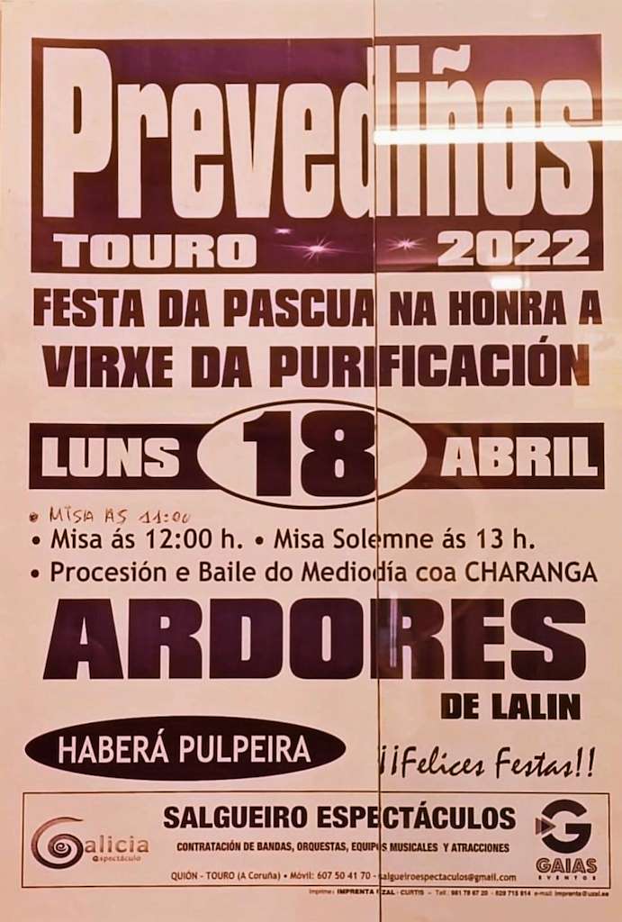 Virxe da Purificación de Prevediños en Touro
