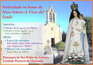 Fechas, información, programa, cartel, imágenes, mapa y ubicación de Virxe da Saúde de San Pedro de Líncora  en  Chantada