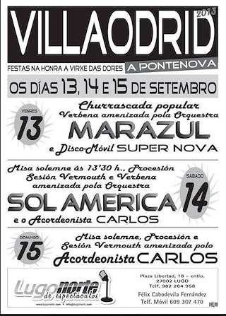 Fechas, información, programa, cartel, imágenes, mapa y ubicación de Virxe das Dores de Vilaoudriz  en  A Pontenova