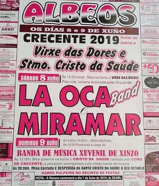 Fechas, información, programa, cartel, imágenes, mapa y ubicación de Virxe das Dores y Santísimo Cristo da Saúde de Albeos   en  Crecente