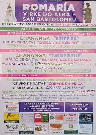 Fechas, información, programa, cartel, imágenes, mapa y ubicación de Virxe do Alba y San Bartolomeu de Valladares  en  Vigo
