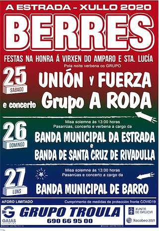 Fechas, información, programa, cartel, imágenes, mapa y ubicación de Virxe do Amparo e Santa Lucía de Berres  en  A Estrada