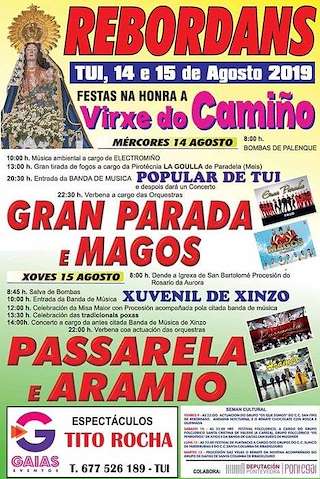 Fechas, información, programa, cartel, imágenes, mapa y ubicación de Virxe do Camiño de Rebordans  en  Tui