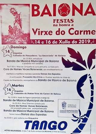 Fechas, información, programa, cartel, imágenes, mapa y ubicación de Virxe do Carme (2024)  en  Baiona