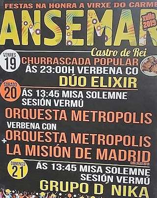 Fechas, información, programa, cartel, imágenes, mapa y ubicación de Virxe do Carme de Ansemar (2024)  en  Castro de Rei