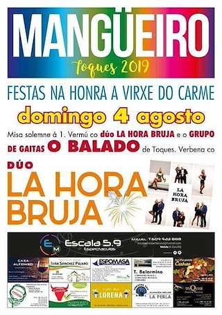 Fechas, información, programa, cartel, imágenes, mapa y ubicación de Virxe do Carme de Mangüeiro  en  Toques