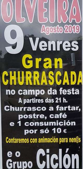 Fechas, información, programa, cartel, imágenes, mapa y ubicación de Virxe do Carme de Olveira - Gran Churrascada  en  Dumbría