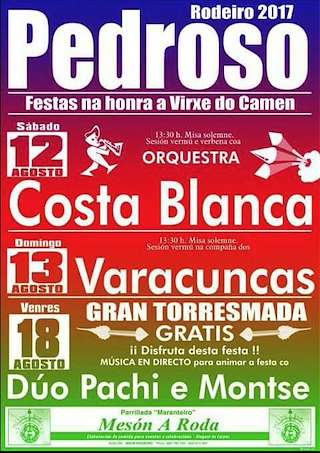 Fechas, información, programa, cartel, imágenes, mapa y ubicación de Virxe do Carme de Pedroso  en  Rodeiro