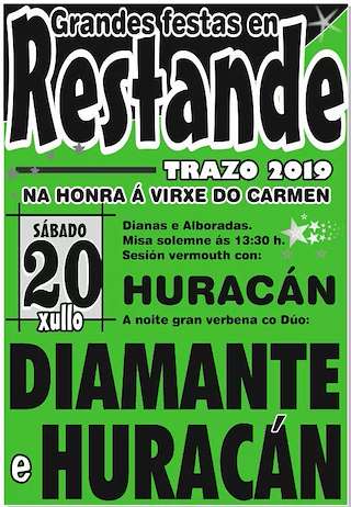 Fechas, información, programa, cartel, imágenes, mapa y ubicación de Virxe do Carme de Restande  en  Trazo