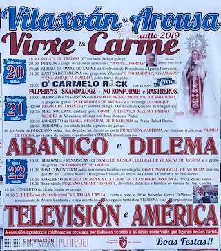 Fechas, información, programa, cartel, imágenes, mapa y ubicación de Virxe do Carme de Vilaxoán  en  Vilagarcía de Arousa