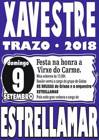 Fechas, información, programa, cartel, imágenes, mapa y ubicación de Virxe do Carme de Xavestre   en  Trazo
