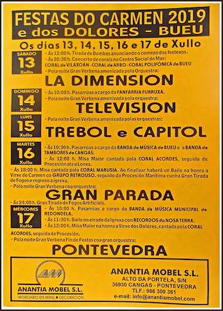 Fechas, información, programa, cartel, imágenes, mapa y ubicación de Virxe do Carme e dos Dolores (2024)  en  Bueu