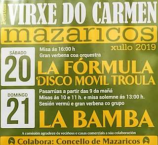 Fechas, información, programa, cartel, imágenes, mapa y ubicación de Virxe do Carme  en  Mazaricos