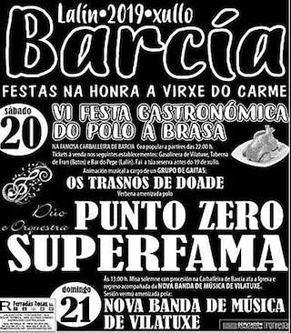 Fechas, información, programa, cartel, imágenes, mapa y ubicación de Virxe do Carmen de Barcia - VIII Festa do Polo a Brasa  (2024)  en  Lalín