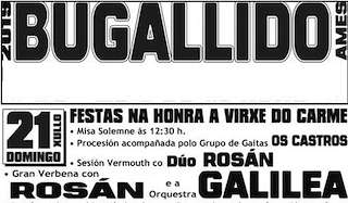 Fechas, información, programa, cartel, imágenes, mapa y ubicación de Virxe do Carmen de Bugallido (2024)  en  Ames