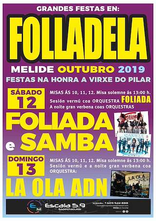 Fechas, información, programa, cartel, imágenes, mapa y ubicación de Virxe do Pilar de Folladela  en  Melide
