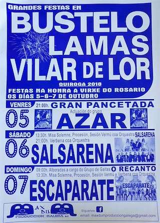 Fechas, información, programa, cartel, imágenes, mapa y ubicación de Virxe do Rosario de Bustelo, Lamas y Vilar de Lor   en  Quiroga