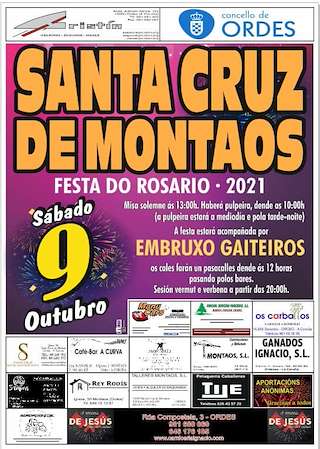 Fechas, información, programa, cartel, imágenes, mapa y ubicación de Virxe do Rosario de Santa Cruz de Montaos  en  Ordes