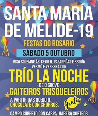 Fechas, información, programa, cartel, imágenes, mapa y ubicación de Virxe do Rosario de Santa María  en  Melide