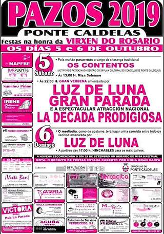 Fechas, información, programa, cartel, imágenes, mapa y ubicación de Virxe do Rosario - Grandes Festas de Pazos  en  Ponte Caldelas