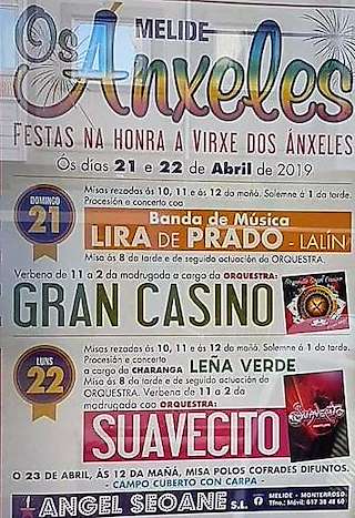 Fechas, información, programa, cartel, imágenes, mapa y ubicación de Virxe dos Ánxeles  en  Melide