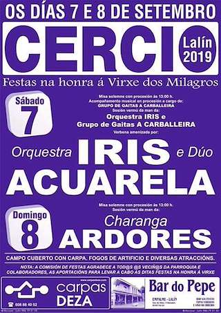 Fechas, información, programa, cartel, imágenes, mapa y ubicación de Virxe dos Milagros de Cercio  en  Lalín