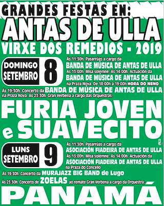 Fechas, información, programa, cartel, imágenes, mapa y ubicación de Virxe dos Remedios  en  Antas de Ulla