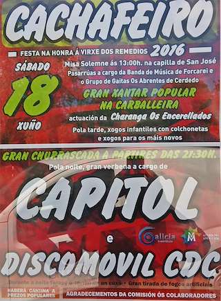 Fechas, información, programa, cartel, imágenes, mapa y ubicación de Virxe dos Remedios de Cachafeiro (2024)  en  Forcarei