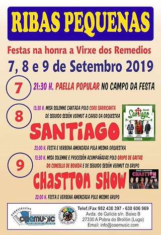 Fechas, información, programa, cartel, imágenes, mapa y ubicación de Virxe dos Remedios de Ribas Pequenas  en  Bóveda