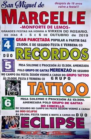Fechas, información, programa, cartel, imágenes, mapa y ubicación de Virxen do Rosario de Marcelle  en  Monforte de Lemos